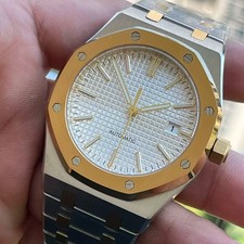 Seiko Mod Royal Oak White Gold 41mm With Logo