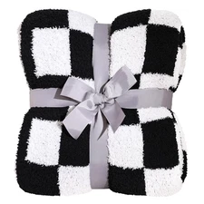 Checkered Blanket, Ultra Soft Black and White Checkered Throw Blanket, Warm F...