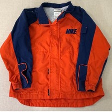 Vintage Nike Kids Windbreaker Jacket Orange Navy Blue Colorblock Size 4/5 Small