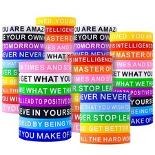 80 Pieces Motivational Quote Rubber Wristbands Colored Inspirational Silicone...