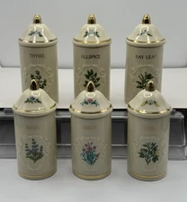 (used) Lenox Spice Garden Lot (6 jars) Basil Chive Chili Thyme Allspice Bay Leaf