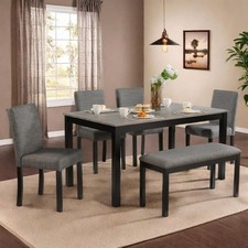 Set for 5, Modern Dining Room Table Set with Rectangular Table 4