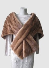 Women's Sz L New Mink Fur Cape Shawl Stole Wrap Cape WEDDING Woman