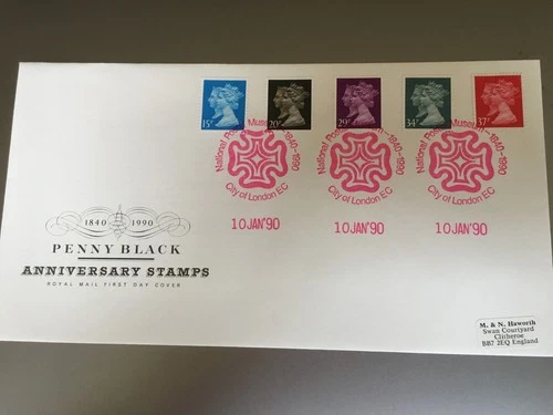 GB STAMPS RARE FIRST DAY COVER 1990 MACHIN PENNY BLACK NATIONAL POSTAL MUSEUM