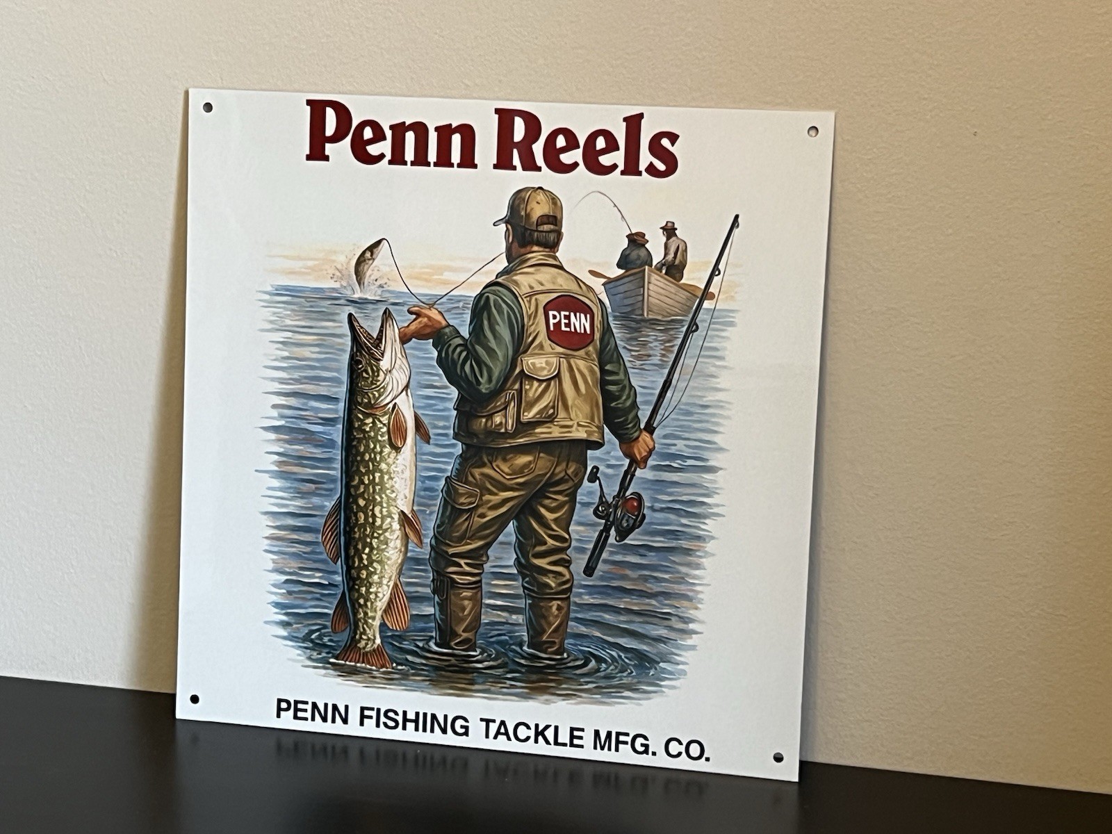 Penn Reels Fishing Tackle Advertising  Vintage Style Metal Sign