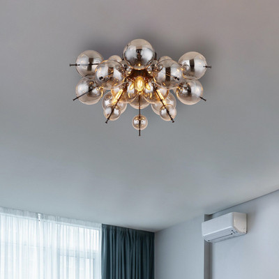 Globo Lighting Deckenleuchte Udo Deckenlampe Farbglas Eisen 3-flammig Schwarz   