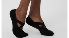 New ALO YOGA Women's Pivot Barre Socks Black Grip for Pilates Yoga M/L