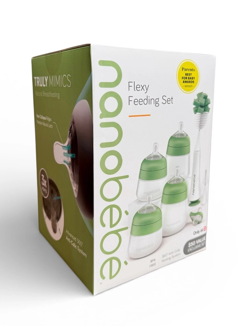 Nanobebe Flexy Feeding Set – Baby Bottles, Brush & Pacifiers BPA-Free Sage Green
Opens in a new wind