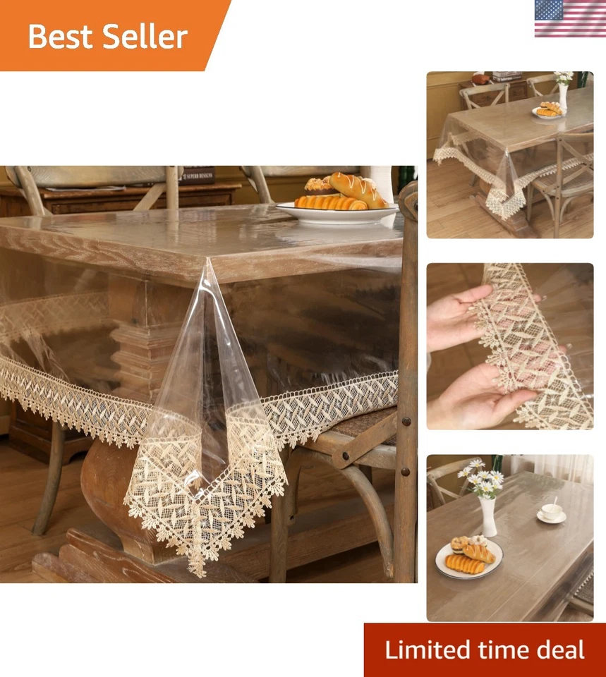 Klare Vinyl Tischdecke Schutz Wasserdicht/Ölfest Kunststoff Quadratisch Transparent... - Bild 1 von 4
