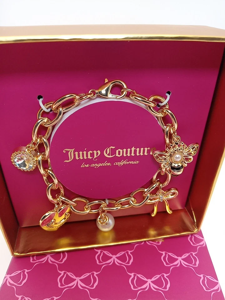 Juicy Couture Chain Link Multi Charm 手镯 金色 7.5 — 第 3/4 张图片