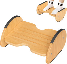 Bamboo Foot Rest for under Desk at Work, 2-In-1 Reversible Rocking Footrest Adju
