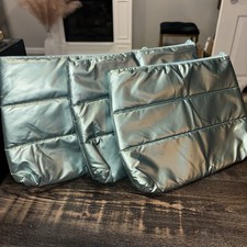 3 Ulta Seafoam Metallic Puffer Makeup Bag Clu...