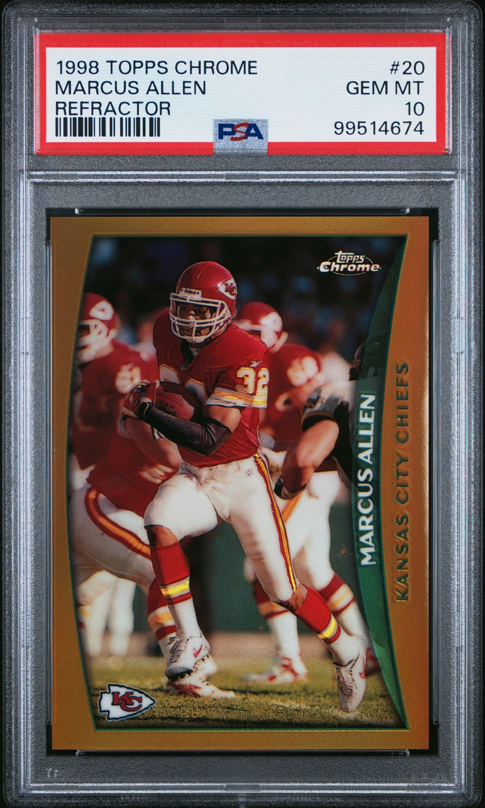 1998 TOPPS CHROME REFRACTOR #20 MARCUS ALLEN PSA 10