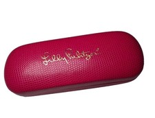 Lilly Pulitzer Eyeglasses Glasses Case Pink Pebbled Purple Lined Gold Logo