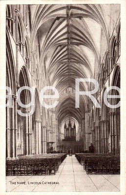 ANTIKE LINCOLN CATHEDRAL DAS SCHIFF GOTISCHE INNENANSICHT UNGETEILTE RÜCKSEITE POSTKARTE