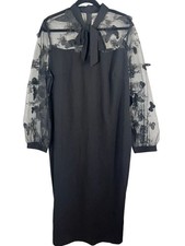 Retro Butterfly Mesh Dress 4X Black Maxi Neutral Witchy Grunge Punk Skater Chic