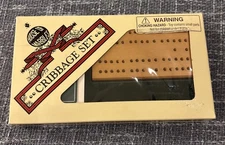 Vtg 1980s Cribbage Board Game Complete W/Instructions and Deck Of Cards