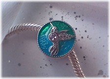 Charm 925er Sterling Silber funkelnder Kolibri mit Zirkonia Grün Blau