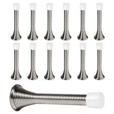 KISEER 12 Pack Spring Door Stops 3 1/4 Inch Flexible 12 Pack, Satin Nickel