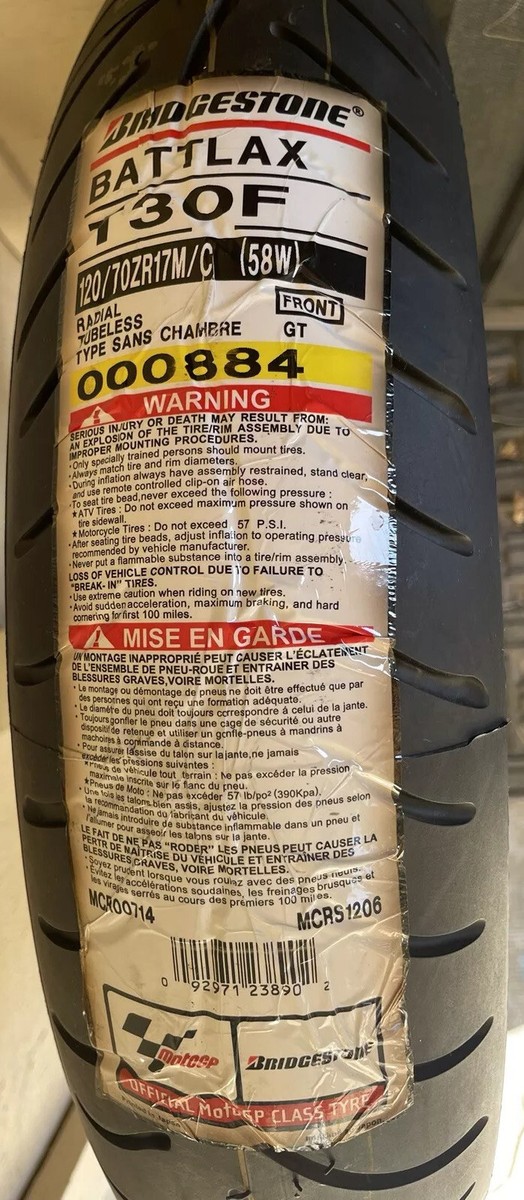 ブリヂストンBATTLAX T30F 120/70ZR17 BRIDGESTONE BATTLAX T30F 120/70ZR17 58W FRONT MOTORCYCLE