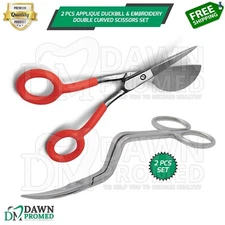 2 Pcs Applique Duckbill Scissors & Embroidery Double Curved Scissors Set