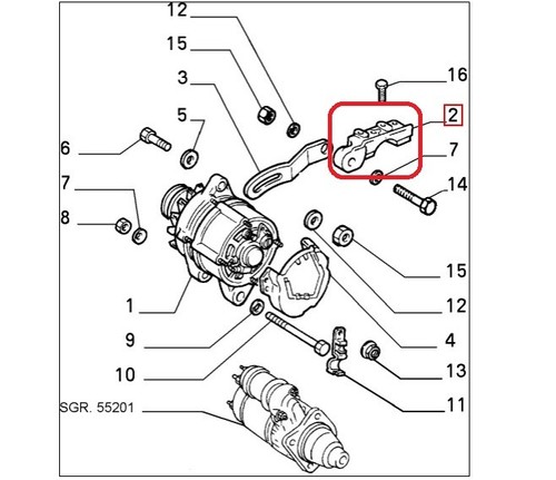 SUPPORTO ALTERNATORE ORIGINALE FIAT 5999917 FIAT CROMA LANCIA THEMA - Imagen 2 de 5