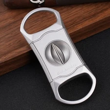 CIGARISM Zinc Alloy V-Cut Cigar Cutter W/ Leather Case (Sand Silver)