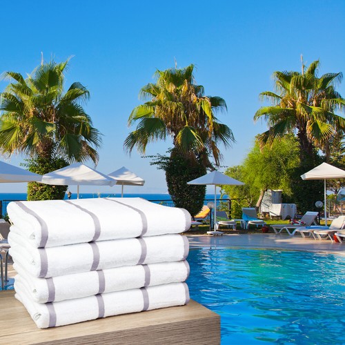 Las Rayas Pool Towels (4-Pack) 30x60 Soft Cotton Striped Beach Towel, 480 GSM - Picture 52 of 187