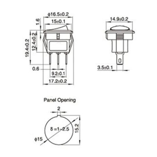 Rocker Switches Round 16mm Black White Red 2 Pin ON-OFF 5pcs/10pcs - Picture 4 of 40
