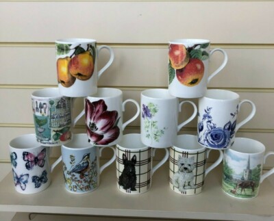 1X FEINKNOCHEN PORZELLANTASSE TIER/HUND/BLUME/VOGEL/OBST/GARTEN/PFERD ZUR AUSWAHL 
