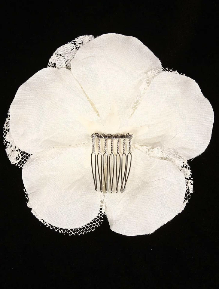 LORI LONDON LRSG-L Ivory Lace Crystals Bridal Wedding Formal Hair Flower Comb - Imagem 4 de 4