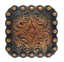 WESTERN HORSE SADDLE TACK ANTIQUE COPPER BERRY SQUARE CONCHOS 1" screw back