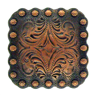 WESTERN HORSE SADDLE HEADSTALL TACK ANTIQUE BERRY SQUARE CONCHO 1-3//8/"