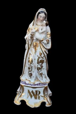 Antique french vieux paris porcelain madonna statue figurine