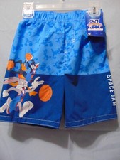 SPACE JAM Looney Tunes Size 4 Boy's Swim Trunks w/ Lining UPF 50 New w/ Tags 