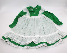 Girls Vintage Handmade Toddler Dress Green Size 4T  Long Sleeve Praire Cottage