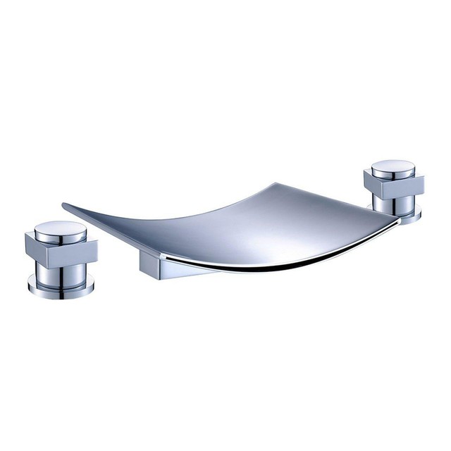 Flg Deck Mount Two Handle Widespread Waterfall Bathroom Bath Tub