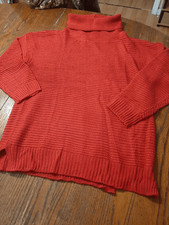 New Large Red Over Size Loose Turtleneck Knitted Acrylic Pullover Sweater NWT