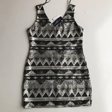 One Clothing LA Womans Metallic Formal Party Dress Medium Short Glam Prom