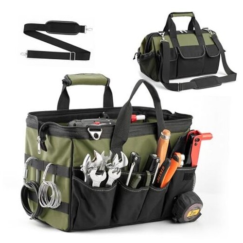 Heavy Duty Tool Bag, Portable Tool Box Organizer Storage with 15 Inch Green