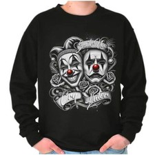 Smile Now Cry Later Clown Jester Drama Masks Womens or Mens Crewneck Sweatshirt