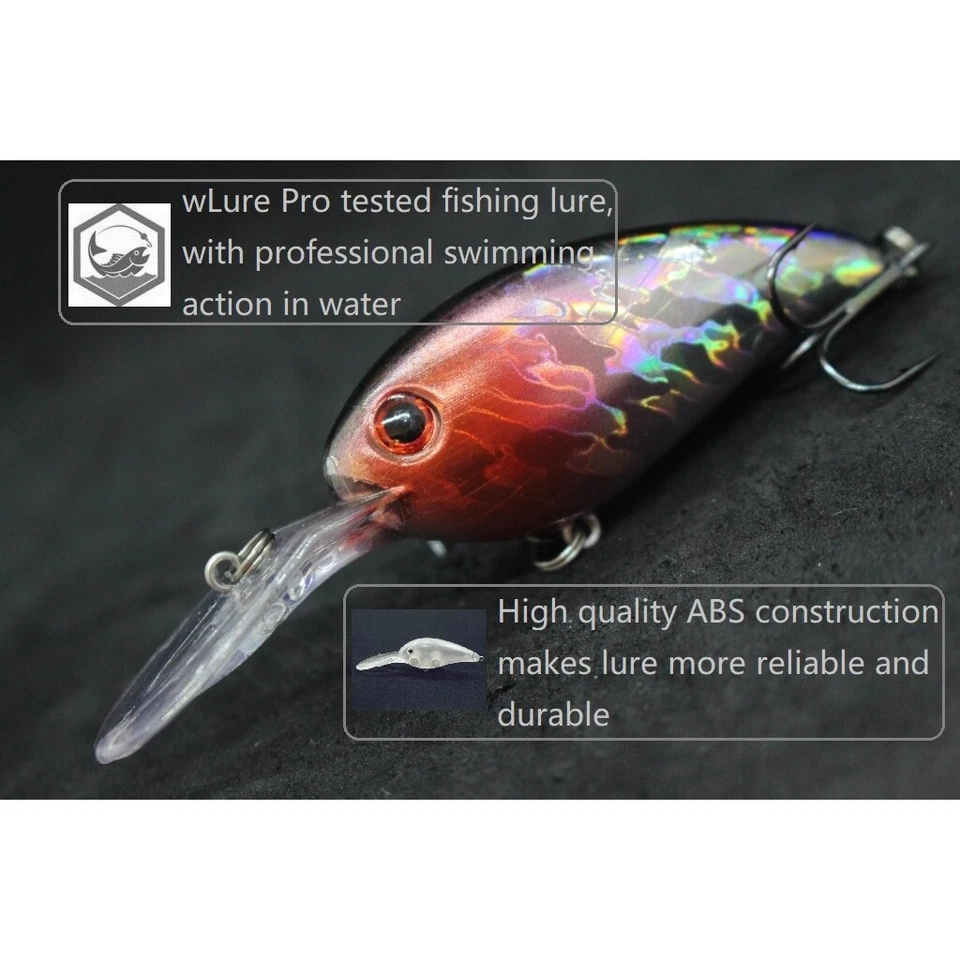 Crankbait para señuelos de pesca de lubina con señuelo 4 pulgadas buzo profundo 2 ganchos fuertes C55 Foto 3 de 4