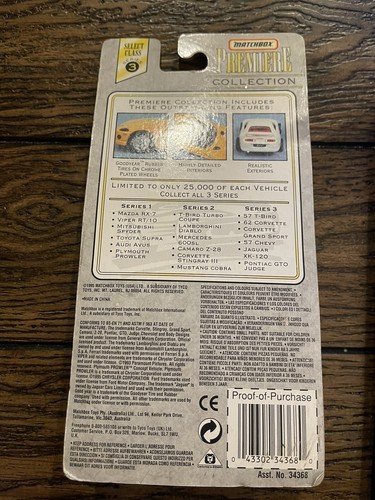 1995 Sealed Matchbox Premiere Collection, Dark Green Pontiac GTO Judge series 3 - Picture 2 of 2