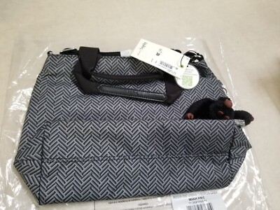 Kipling Miah Crossbody Bag Zip Top Handbag KI1518 Polyester Trio Chevron Grey