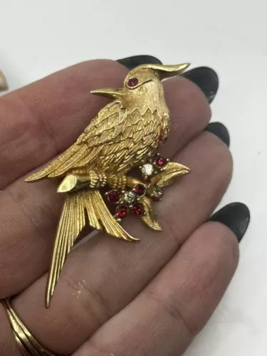 Vintage Marcel Boucher Rhinestone Bird of Paradise Brooch Pin