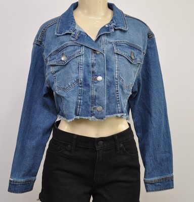 Women/'s Oversized Cropped Denim Jacket Wild Fable Medium Wash