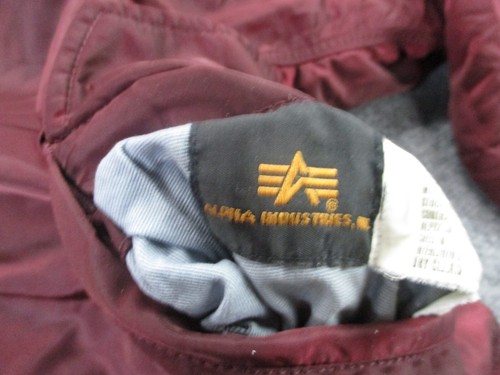 Alpha Industries Jacket Mens XL MA 1 Flight Bomber Maroon Military Intermediate - Picture 6 of 10