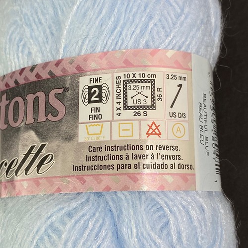Patons Lacette Yarn Beautiful Blue Lace #30128 Nylon Acrylic Mohair Blend 1.75oz - Picture 4 of 11