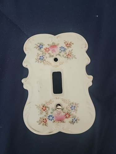 Vintage Floral Japan Porcelain Light Switch Cover Plate Single Toggle No Chips