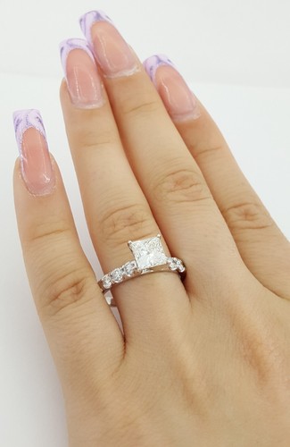 Princess Brilliant Cut Diamond Engagement Ring 2.22 ct 14K White Gold Rtl $15K - Picture 4 of 9